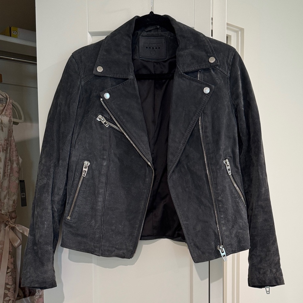 Blank NYC Charcoal Suede Moto Jacket